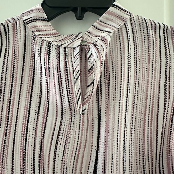 Sleeveless Apt. 9 Striped High-Neck Blouse Top Pink/Black/White M - Picture 7 of 8